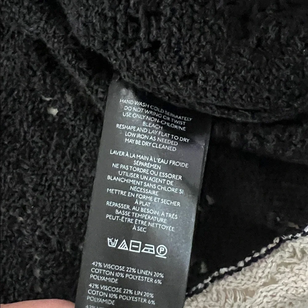 Free People Adelene Cardigan - Black Linen Blend Knit Large $128